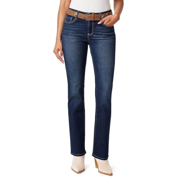 Denim - Womens Slim Bootcut Jeans Mid-Rise Stretch Denim Plus Size Casual Western